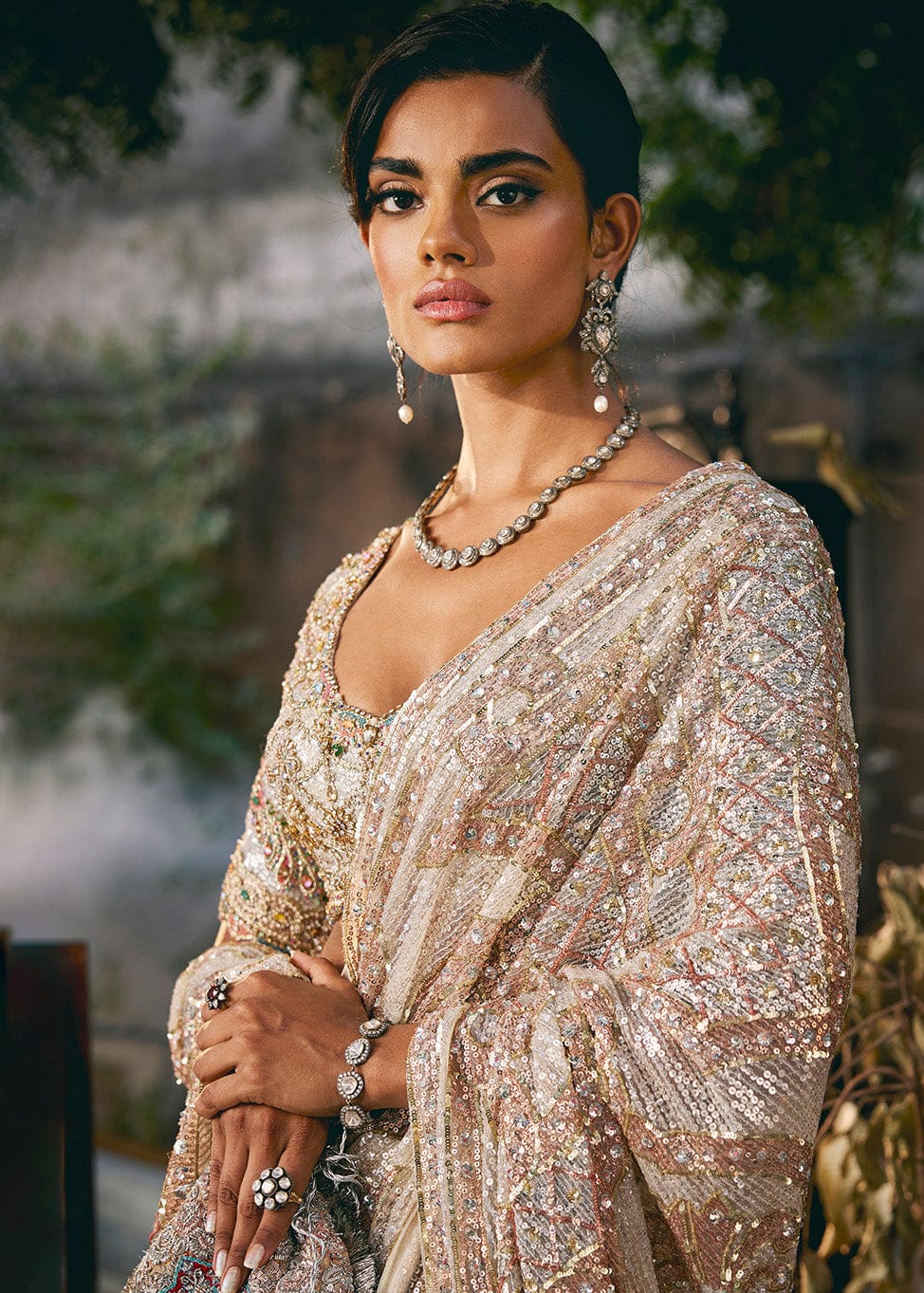 Pautri Couture Ivory Embellished Saree | Luxury Designer Wedding & Evening Wear