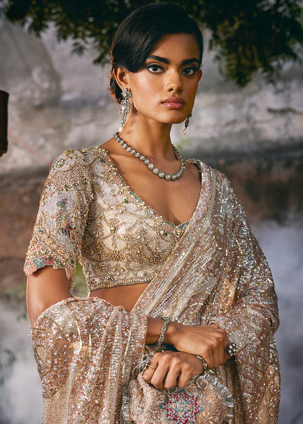 Pautri Couture Ivory Embellished Saree | Luxury Designer Wedding & Evening Wear