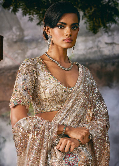 Pautri Couture Ivory Embellished Saree | Luxury Designer Wedding & Evening Wear
