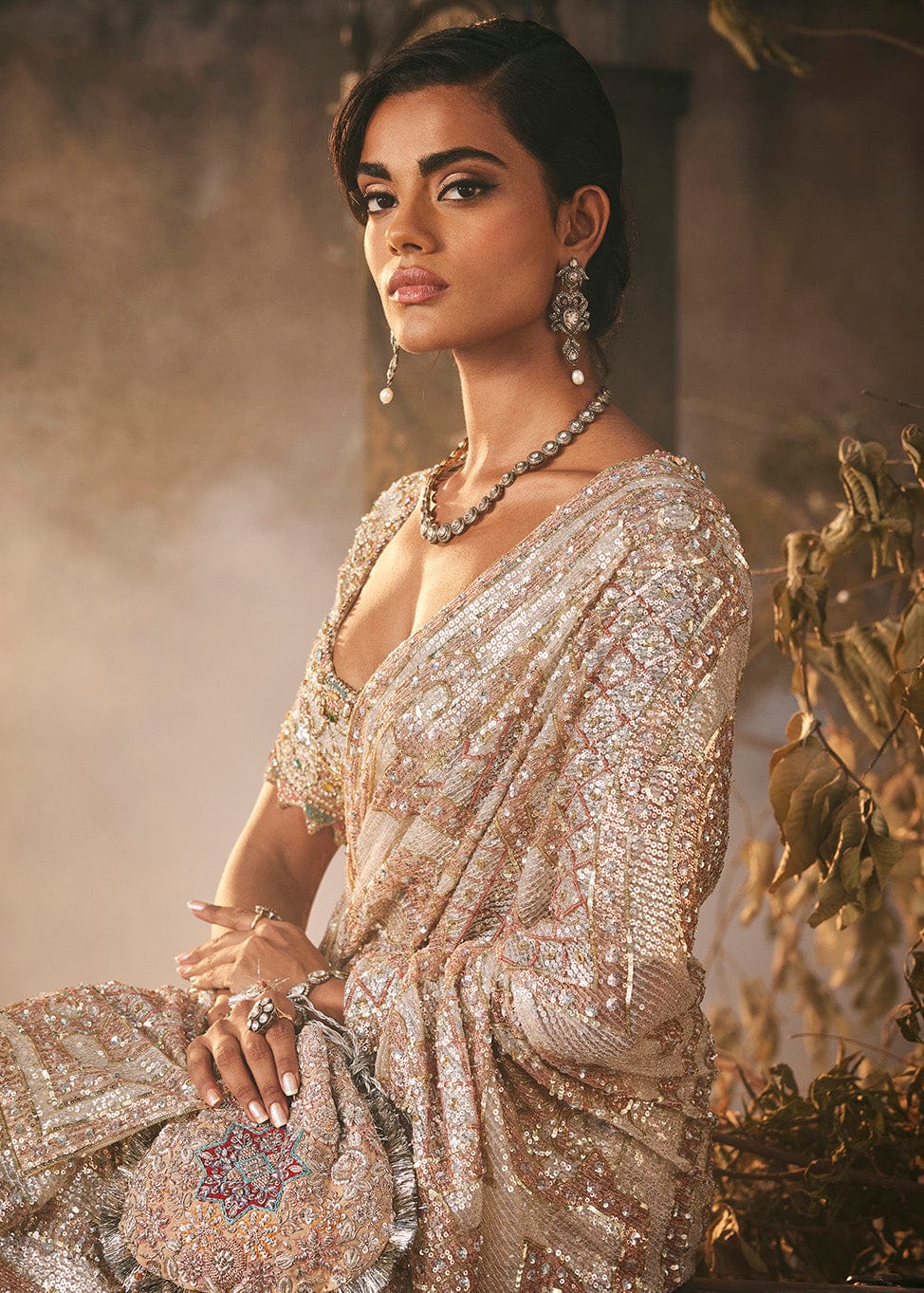 Pautri Couture Ivory Embellished Saree | Luxury Designer Wedding & Evening Wear